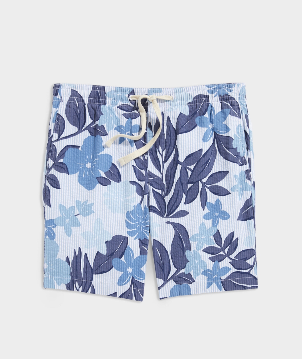 Bermudas Vineyard Vines 7 Inch Seersucker Jetty Shorts Hombre Dunmore Ocean Splsh | BMJ-621598