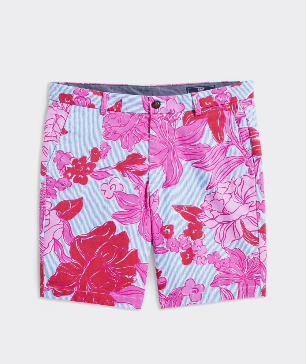 Bermudas Vineyard Vines Kentucky Derby 9 Inch Printed Stretch Breaker Shorts Hombre Roses and Posies - Paradise Punch | VTQ-764835