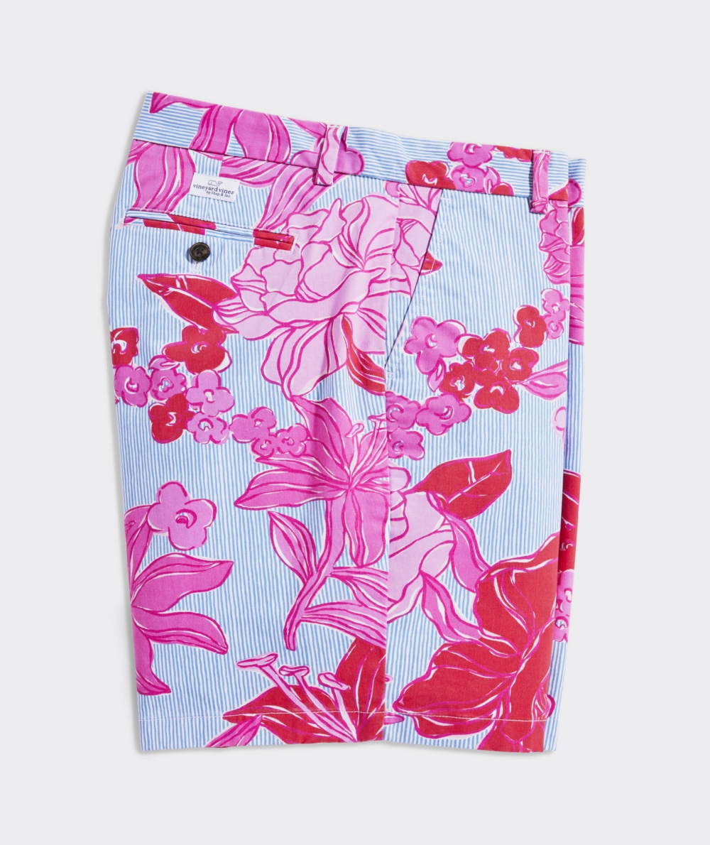 Bermudas Vineyard Vines Kentucky Derby 9 Inch Printed Stretch Breaker Shorts Hombre Roses and Posies - Paradise Punch | VTQ-764835