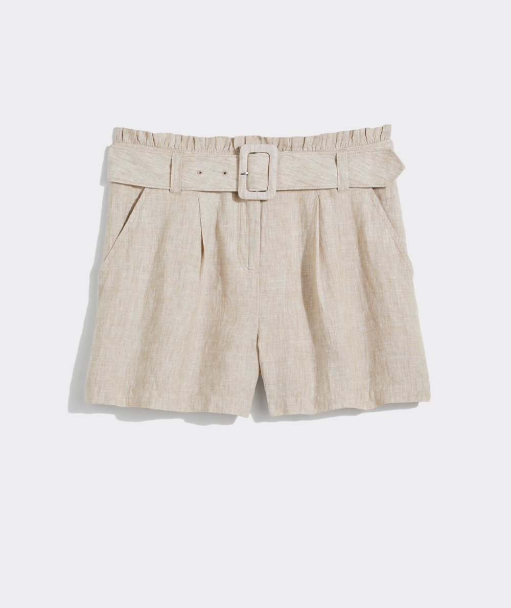 Bermudas Vineyard Vines Linen Belted Shorts Mujer Marrom | KRH-546289