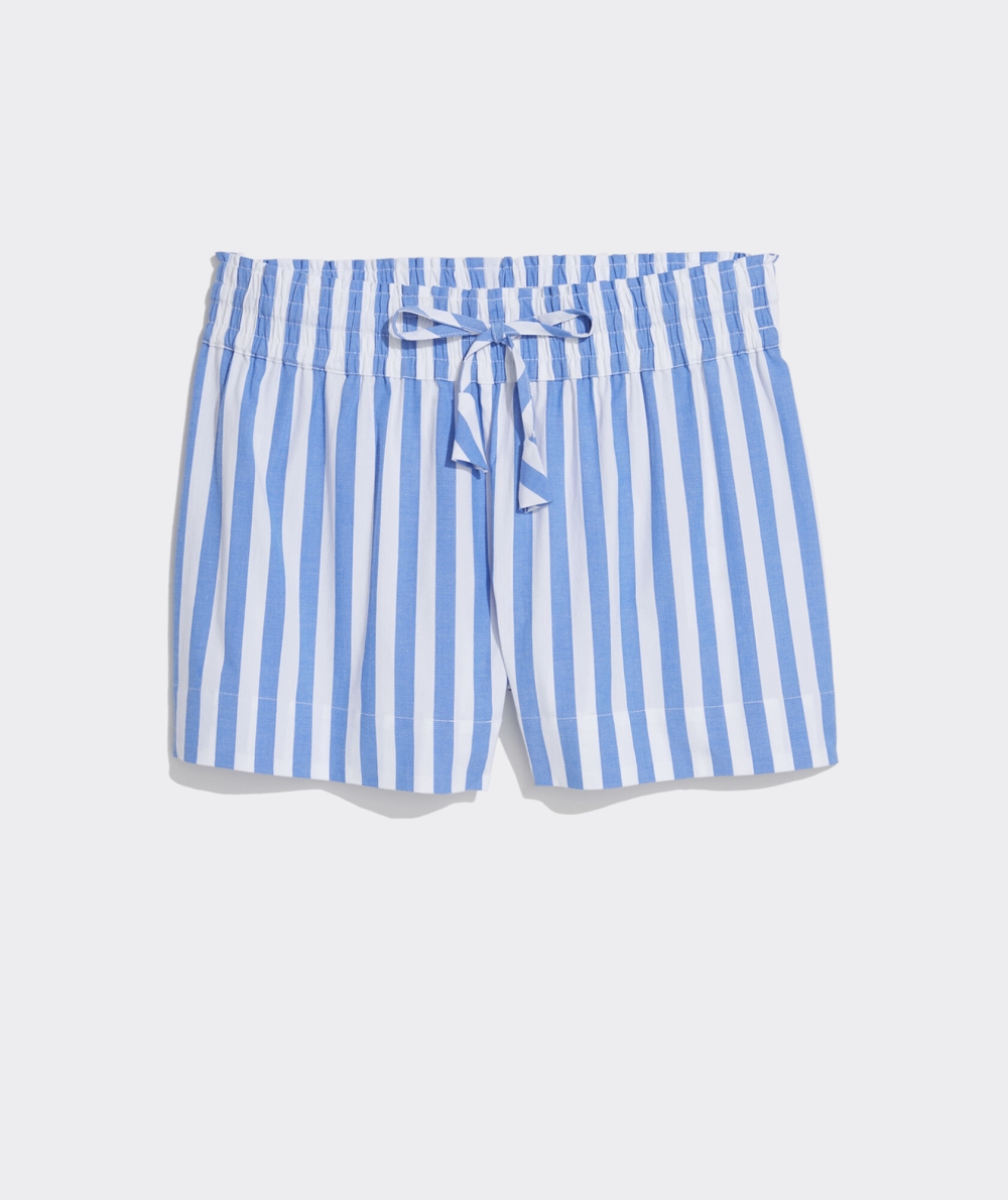 Bermudas Vineyard Vines Poplin A Rayas Tie-Cintura Corta Mujer Blancos Azules | ZQD-458379