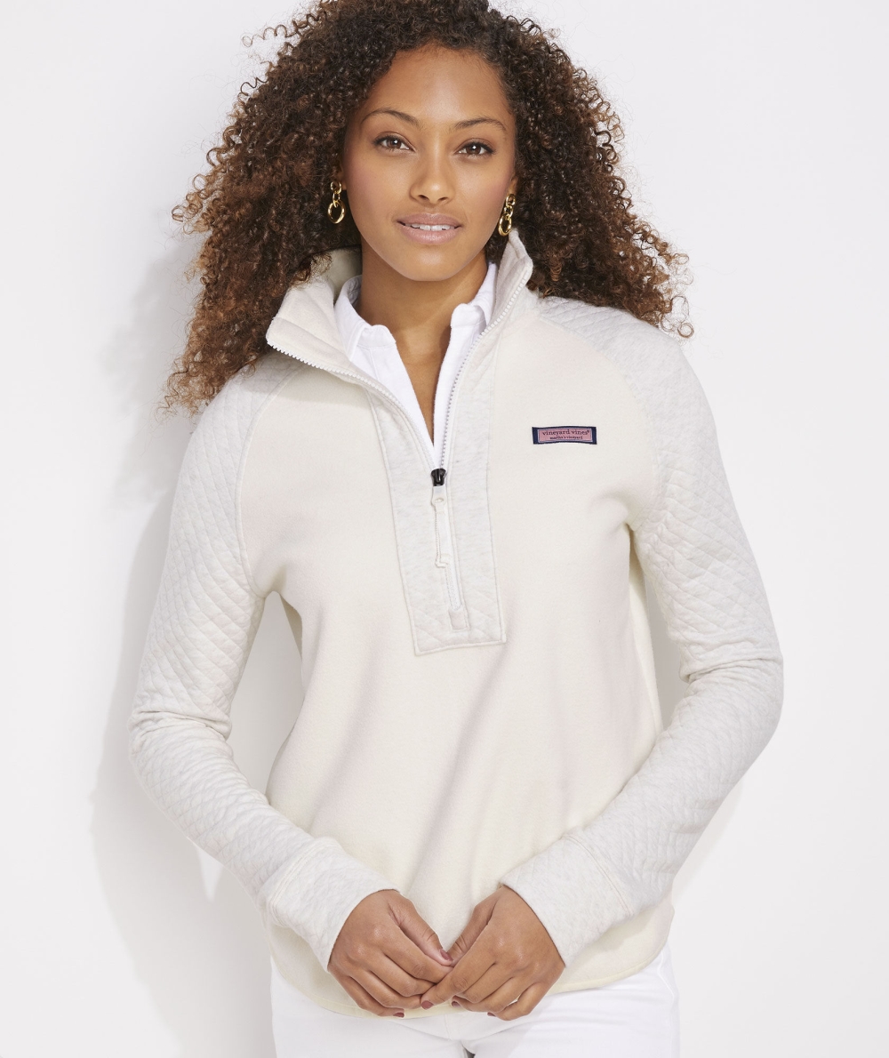 Camisas Vineyard Vines Acolchado Sherpa Half-Zip Mujer Marshmallow | QRV-058349