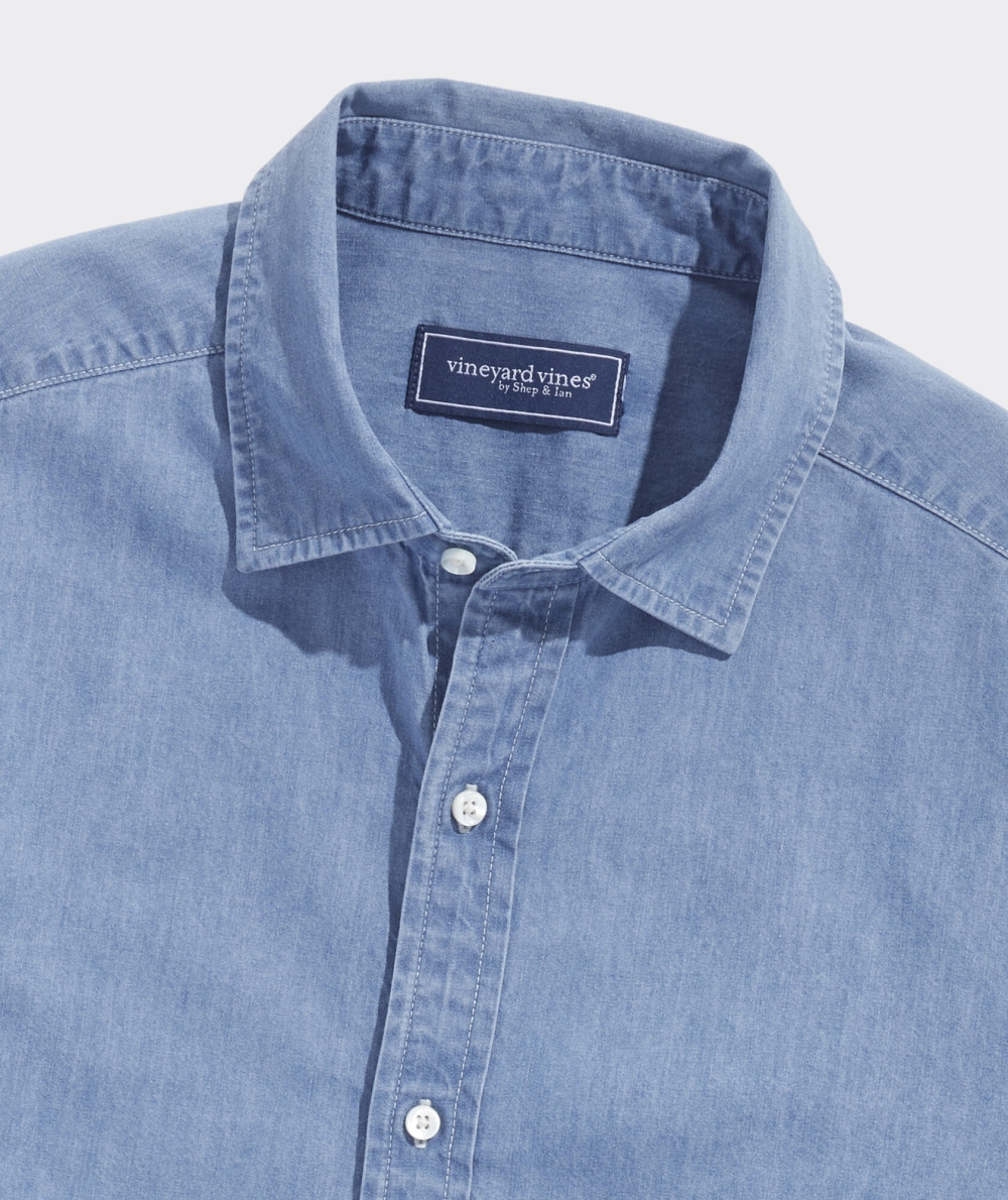 Camisas Vineyard Vines Algodon Chambray Spread Collar Shirt Hombre Azules Claro | WRJ-547132