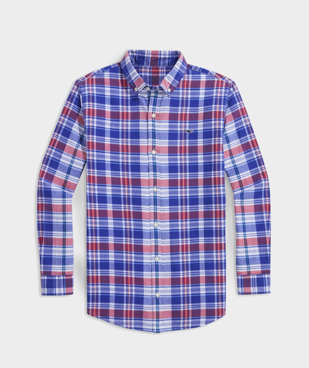 Camisas Vineyard Vines Algodon Madras Plaid Shirt Niños Azules | CSI-187250