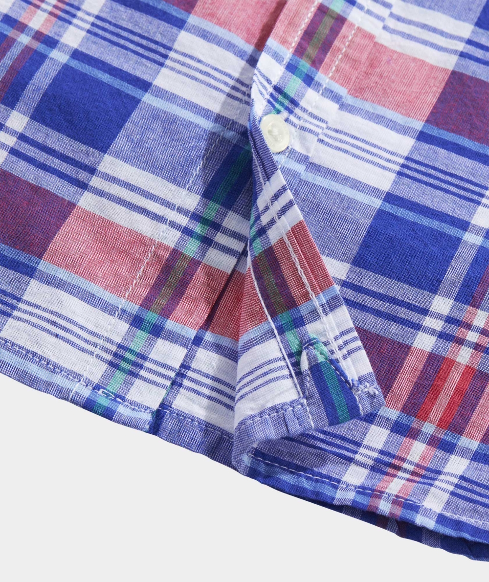 Camisas Vineyard Vines Algodon Madras Plaid Shirt Niños Azules | CSI-187250