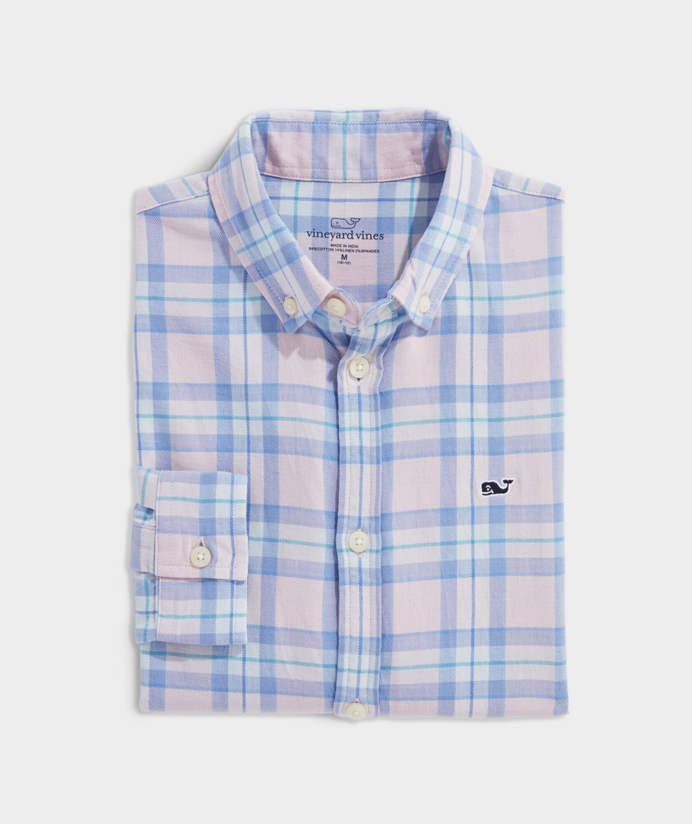 Camisas Vineyard Vines Boys Plaid Island Twill Shirt Niños Rosas | MXR-087256