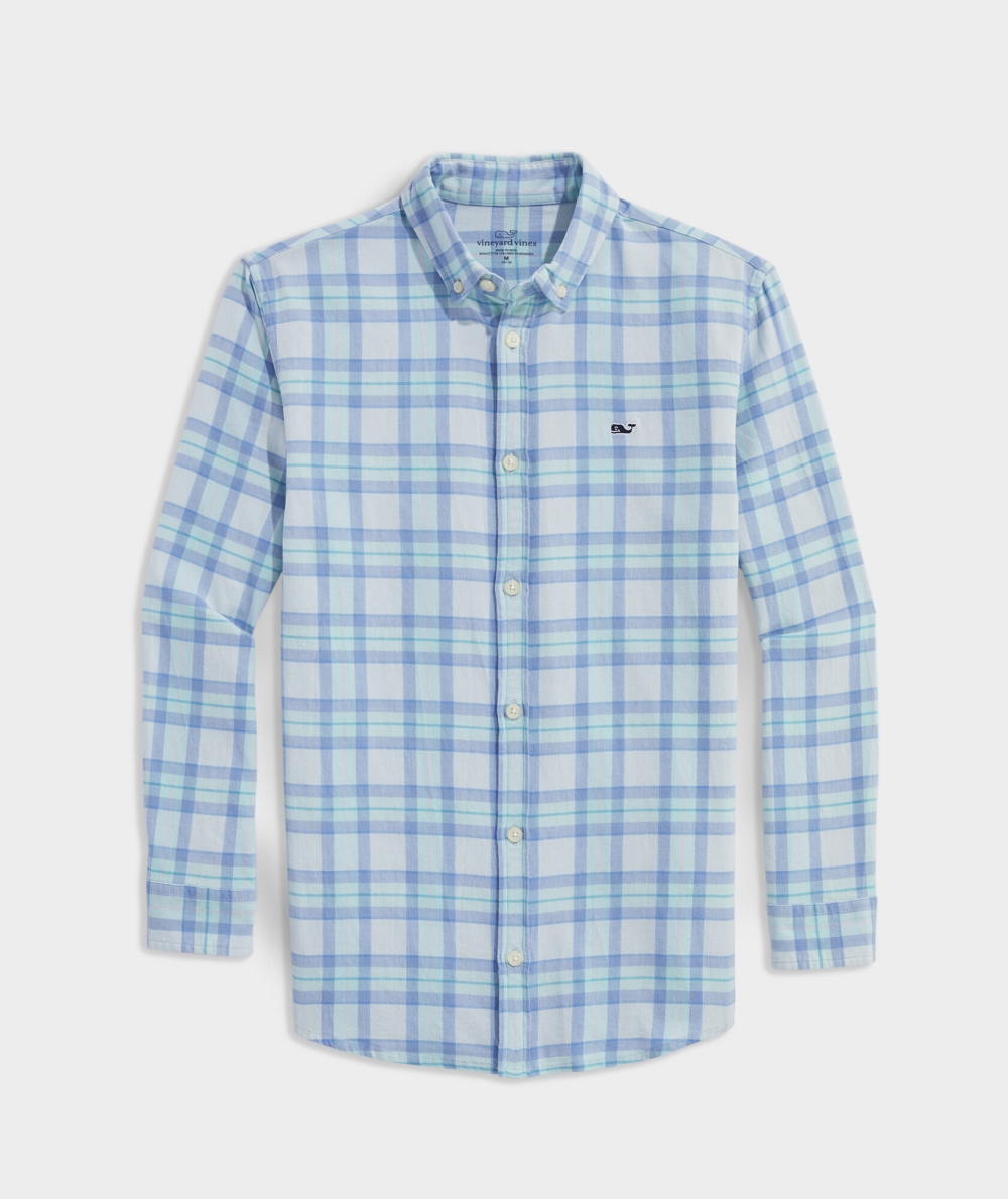 Camisas Vineyard Vines Boys Plaid Island Twill Shirt Niños Ice Water | QFM-697425