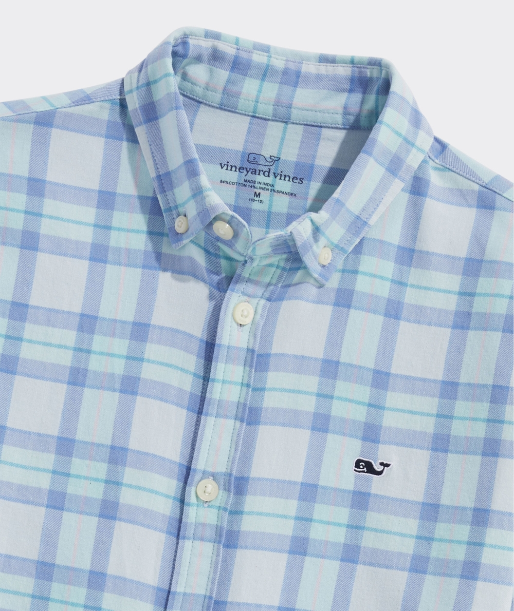 Camisas Vineyard Vines Boys Plaid Island Twill Shirt Niños Ice Water | QFM-697425