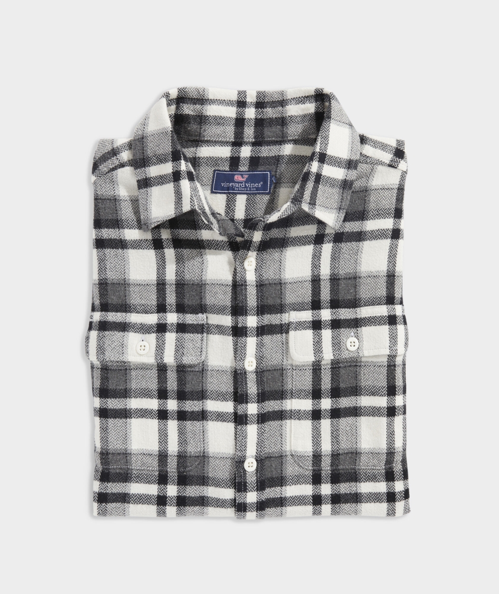 Camisas Vineyard Vines Flannel Herringbone Plaid Workshirt Hombre Condor | FEM-658932