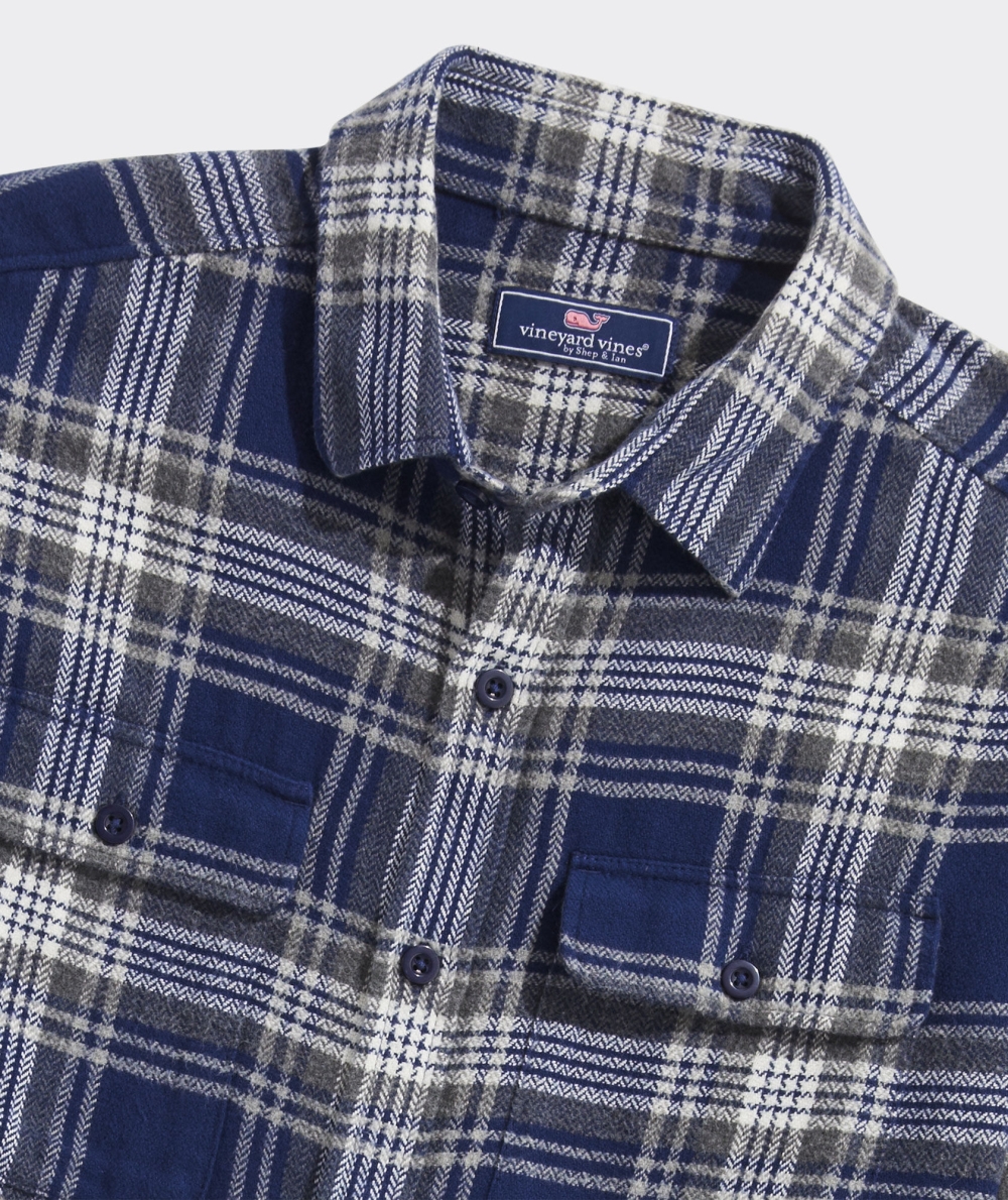 Camisas Vineyard Vines Flannel Herringbone Plaid Workshirt Hombre Azules | IDP-427193