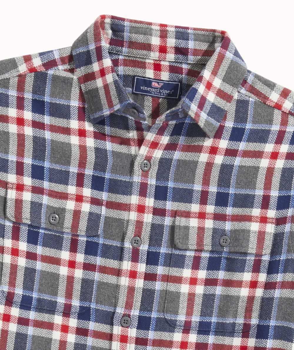 Camisas Vineyard Vines Flannel Herringbone Plaid Workshirt Hombre Azules | UGR-019875