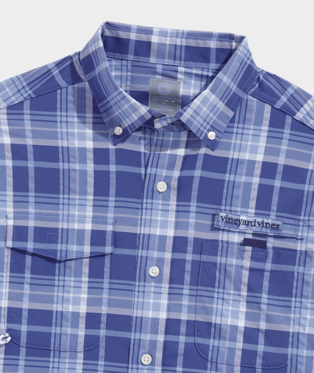 Camisas Vineyard Vines Harbor Performance Plaid Shirt Hombre Azules | PIM-723015