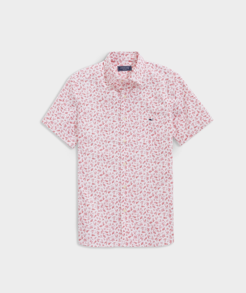 Camisas Vineyard Vines Harbour Toss Printed Corta Sleeve Shirt Hombre Blancos | SMT-271364