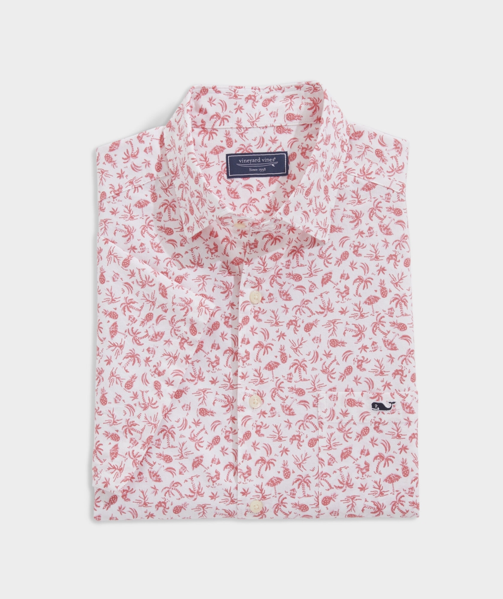 Camisas Vineyard Vines Harbour Toss Printed Corta Sleeve Shirt Hombre Blancos | SMT-271364