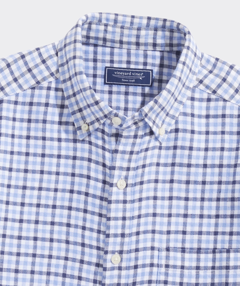 Camisas Vineyard Vines Island Twill Gingham Shirt Hombre Ocean Splash | MDV-534120