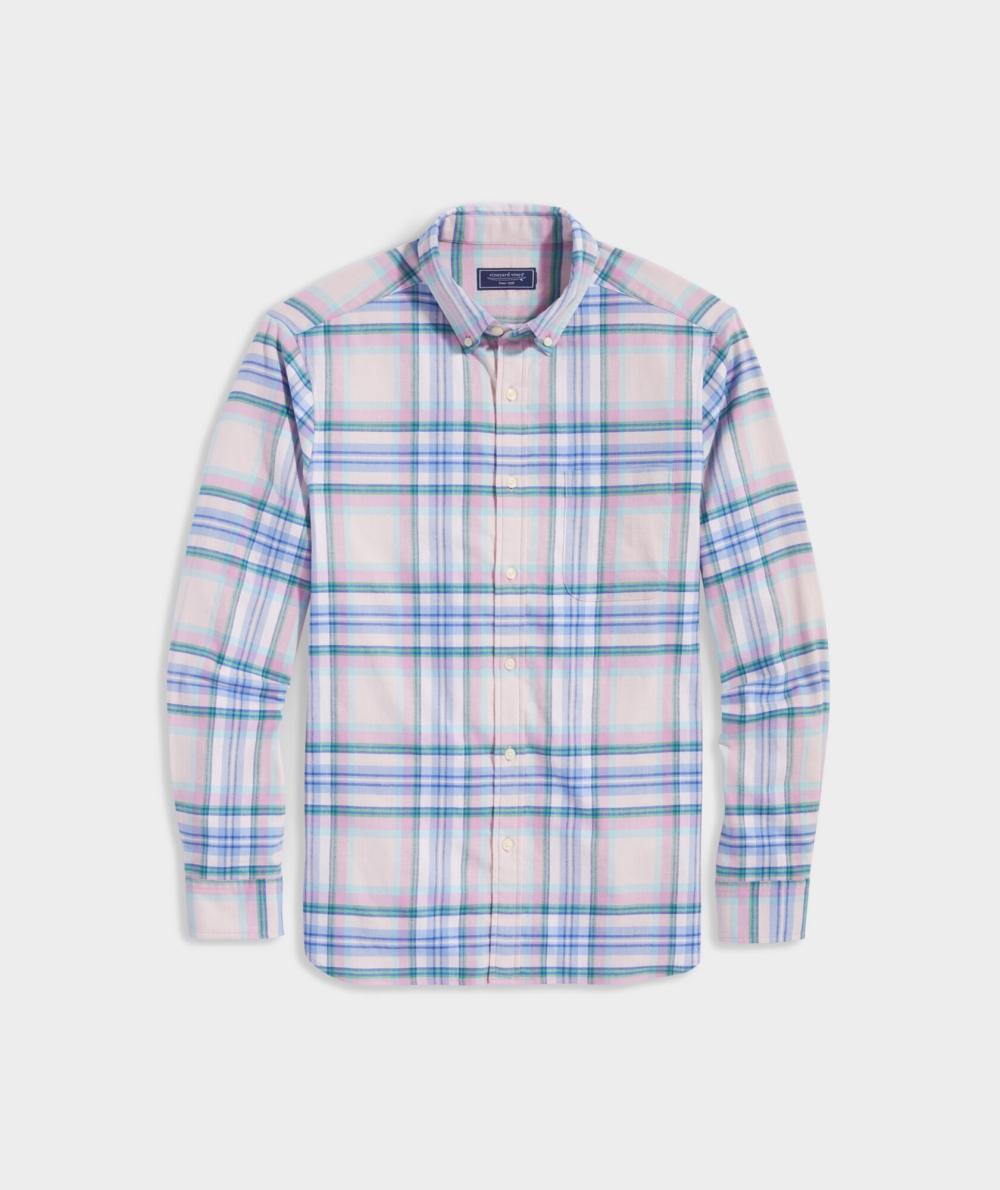 Camisas Vineyard Vines Island Twill Plaid Shirt Hombre Rosas | FHK-871932