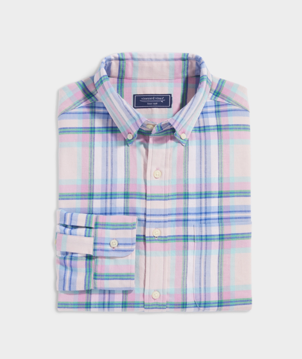 Camisas Vineyard Vines Island Twill Plaid Shirt Hombre Rosas | FHK-871932