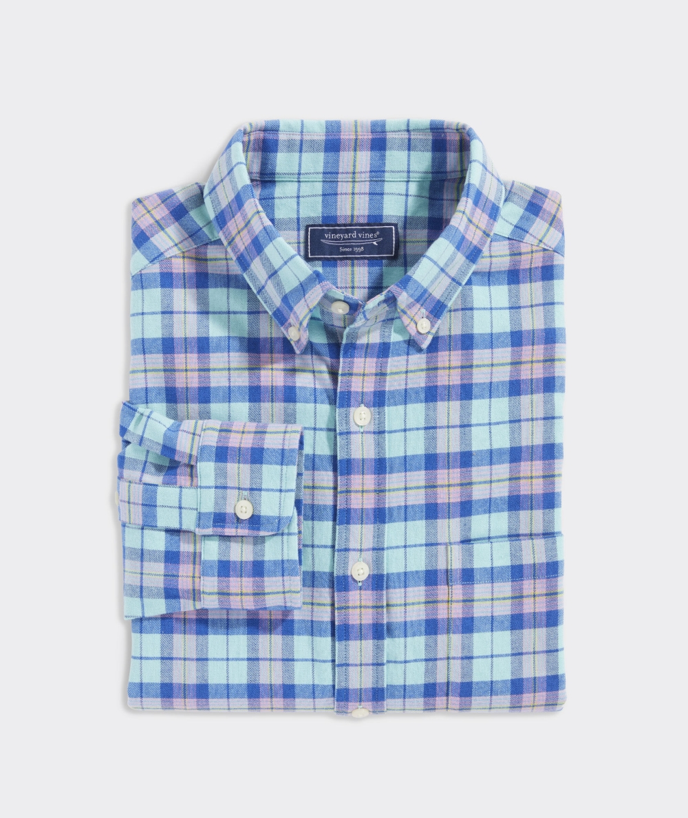 Camisas Vineyard Vines Island Twill Plaid Shirt Hombre Azules | OMB-390516