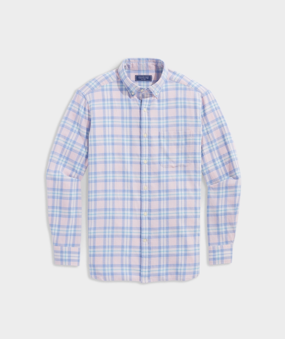 Camisas Vineyard Vines Island Twill Plaid Shirt Hombre Rosas | RBV-532147