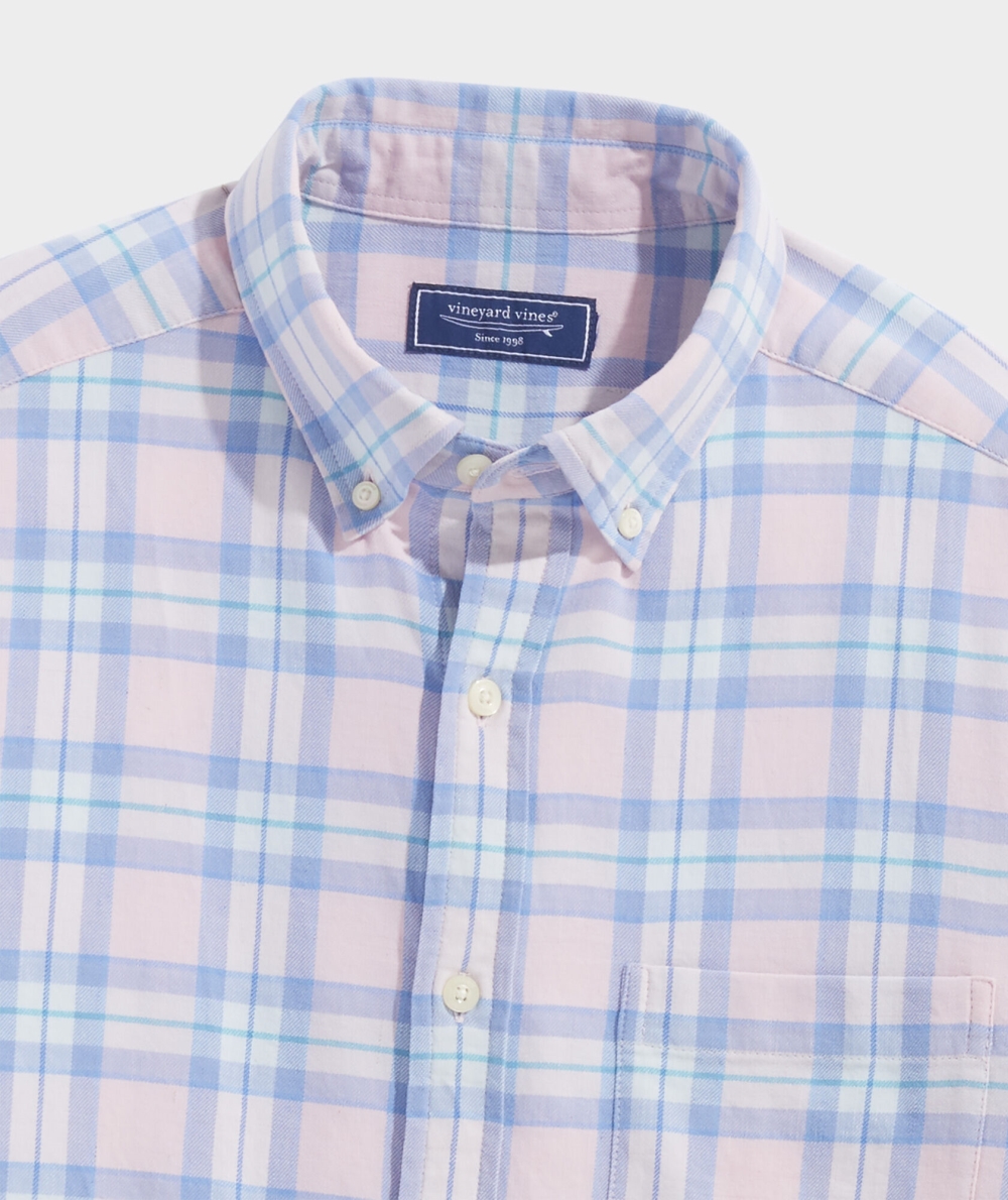 Camisas Vineyard Vines Island Twill Plaid Shirt Hombre Rosas | RBV-532147