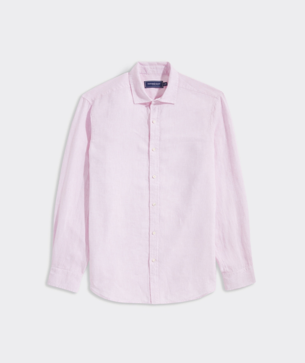 Camisas Vineyard Vines Linen Spread Collar Solid Shirt Hombre Rosas | GZD-863709