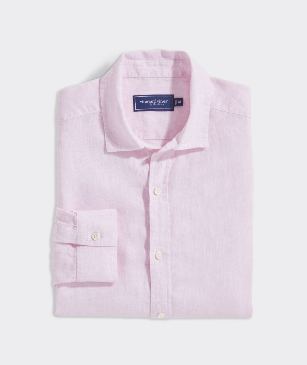 Camisas Vineyard Vines Linen Spread Collar Solid Shirt Hombre Rosas | GZD-863709