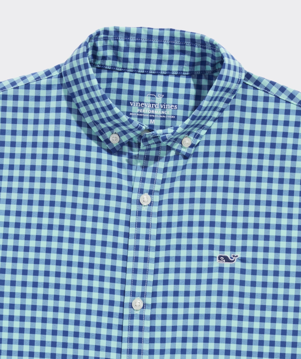 Camisas Vineyard Vines On-The-Go Gingham Shirt Niños Azules | CTN-687309