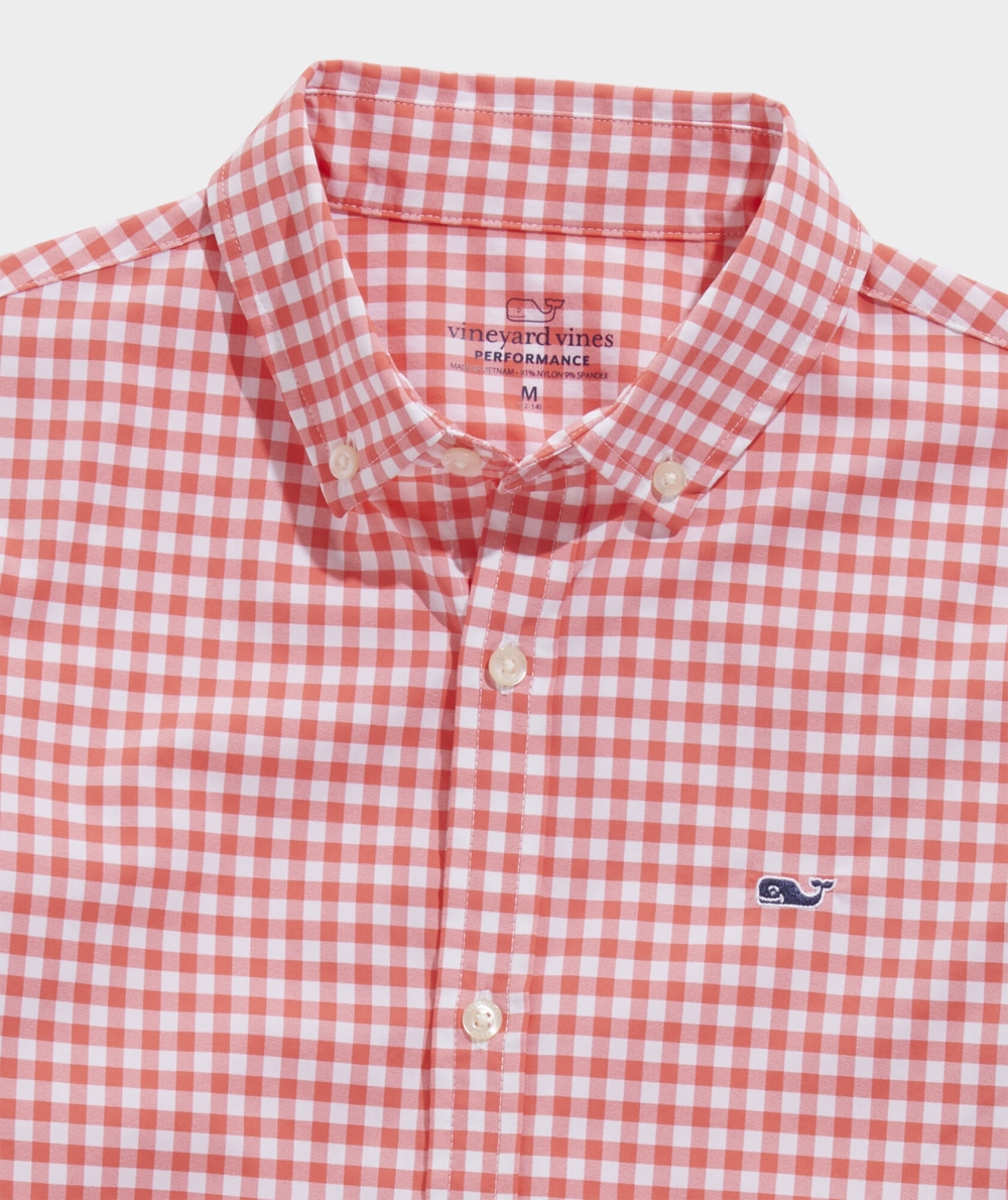 Camisas Vineyard Vines On-The-Go Gingham Shirt Niños Arawak Gingham - Mai Tai | OJZ-903625