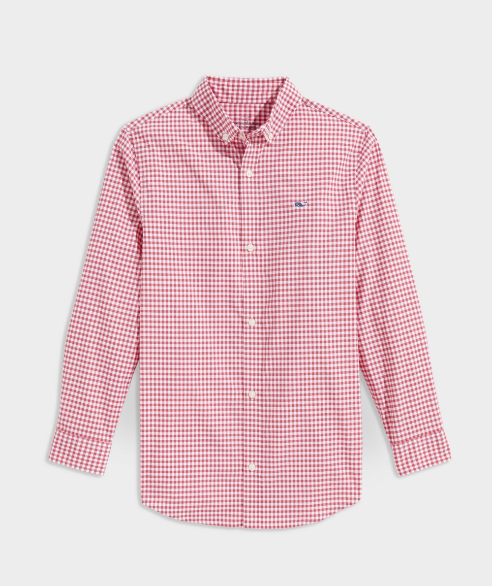 Camisas Vineyard Vines On-The-Go Gingham Shirt Niños Rojos | OQK-653498