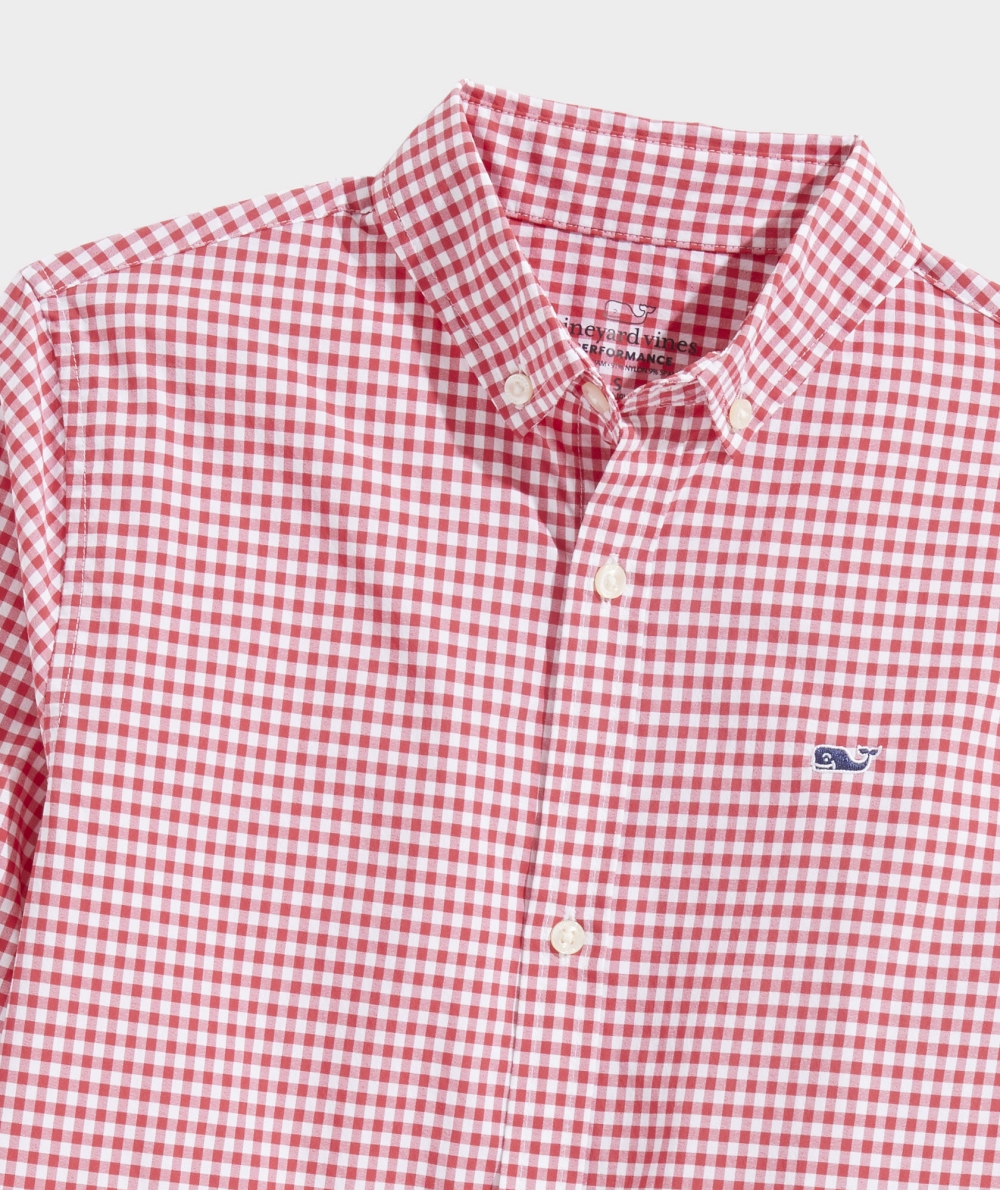 Camisas Vineyard Vines On-The-Go Gingham Shirt Niños Rojos | OQK-653498