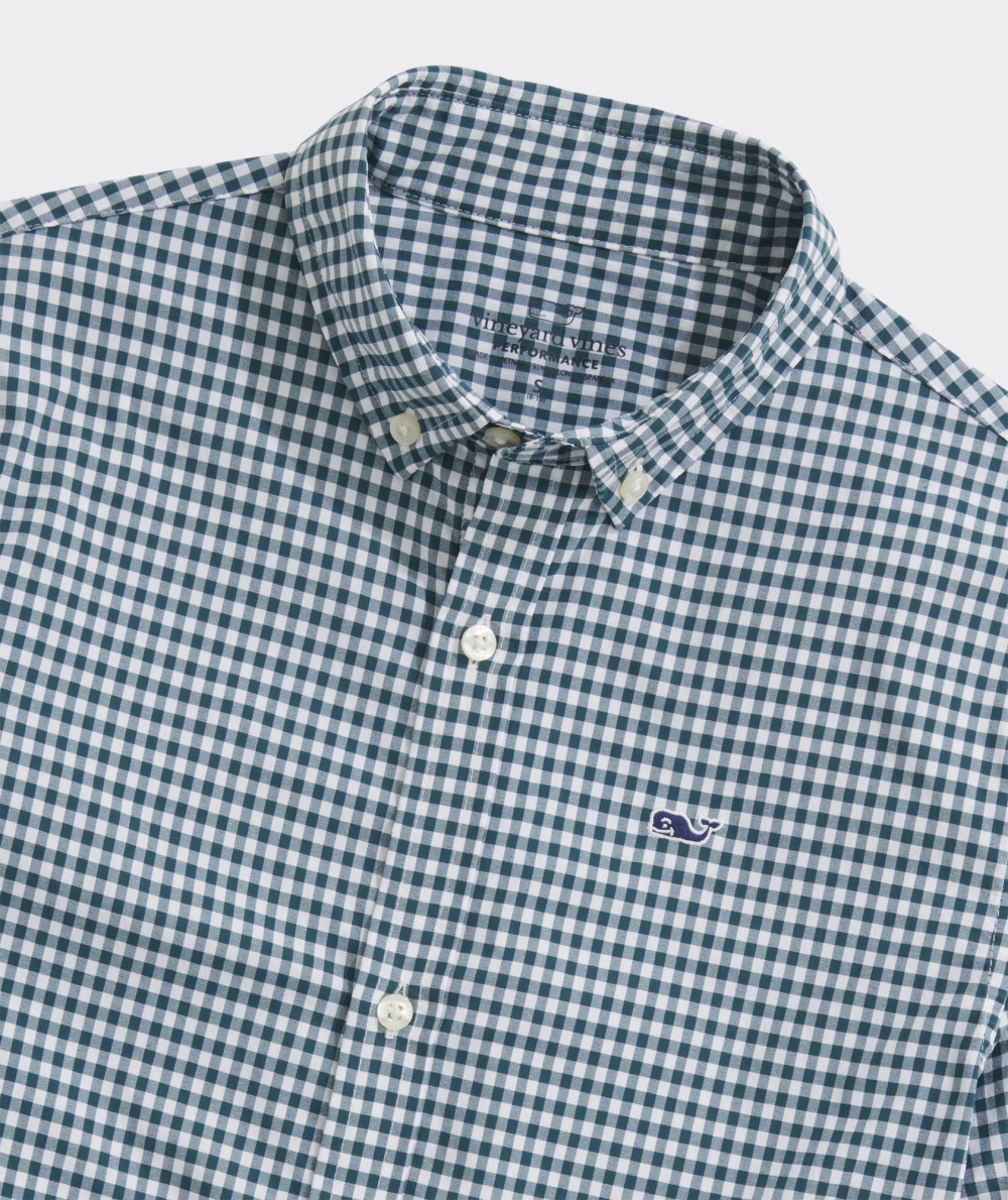 Camisas Vineyard Vines On-The-Go Gingham Shirt Niños Verdes | PWT-570281