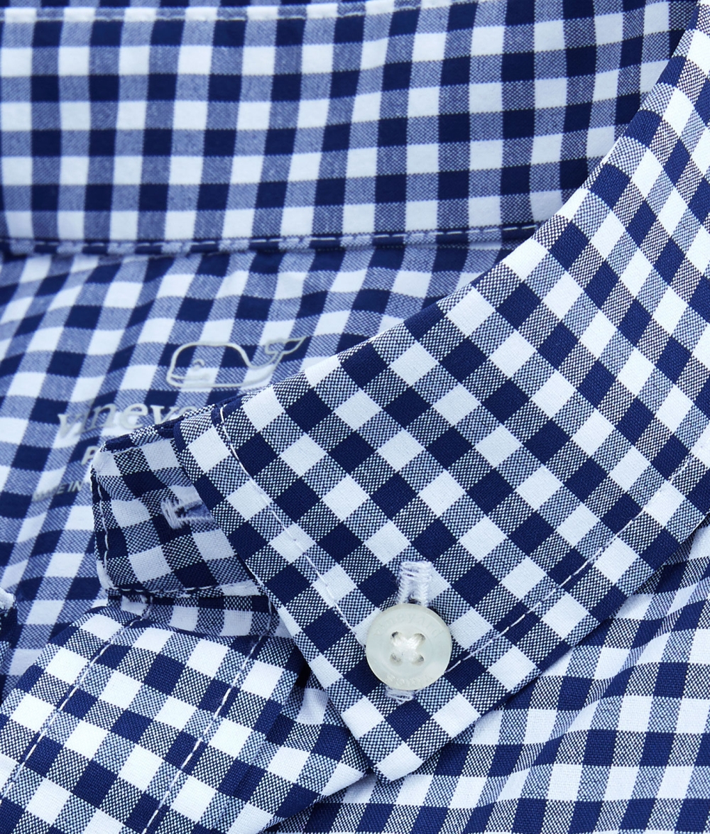 Camisas Vineyard Vines On-The-Go Gingham Shirt Niños Azules | VHU-605824