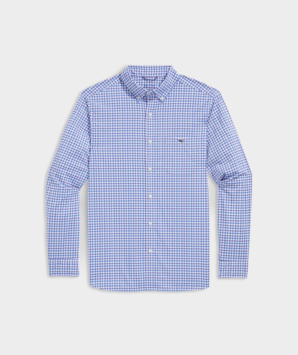 Camisas Vineyard Vines On-The-Go Nylon Check Shirt Hombre Azules | VOM-832614