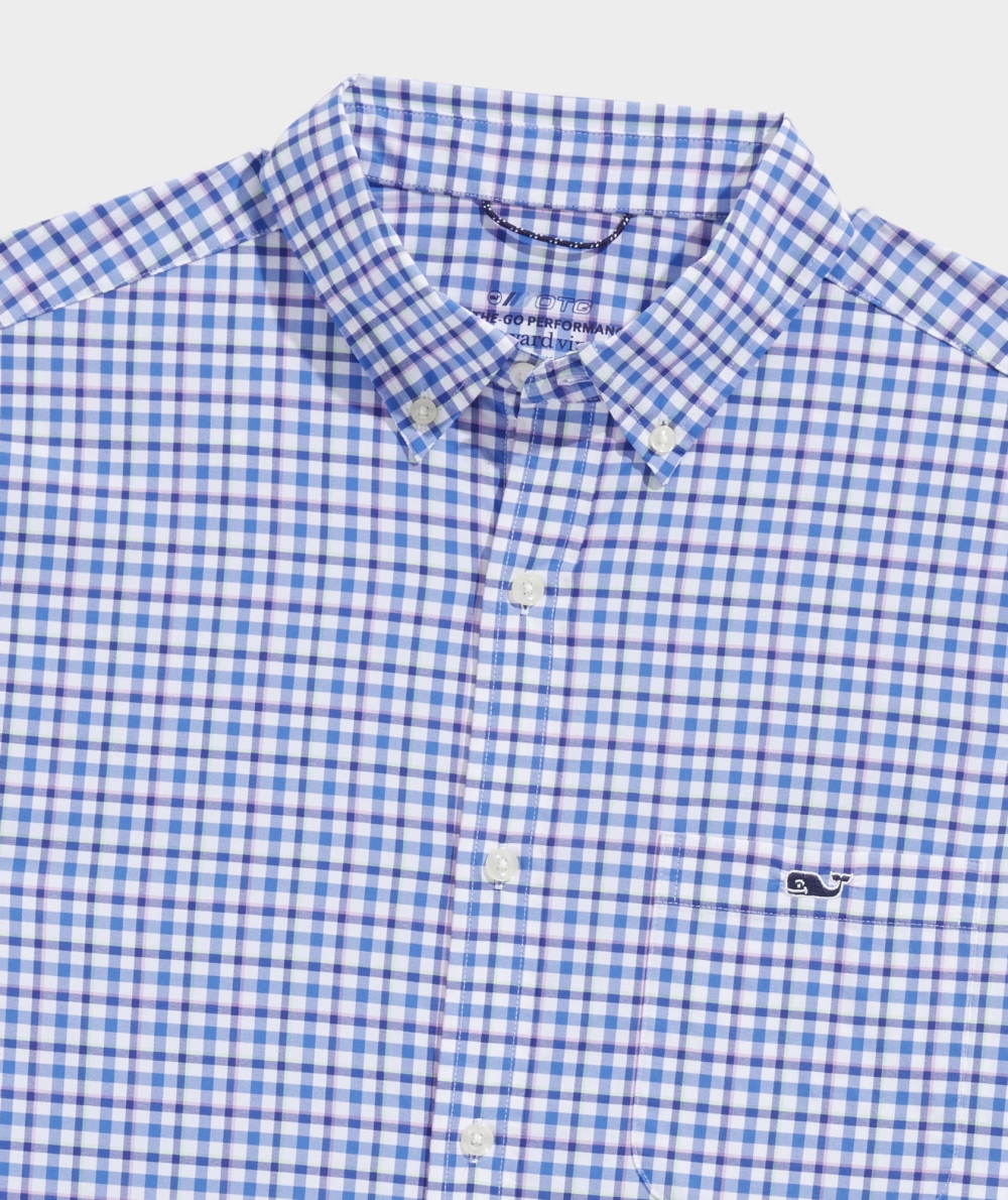 Camisas Vineyard Vines On-The-Go Nylon Check Shirt Hombre Azules | VOM-832614