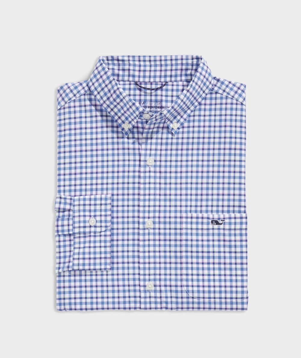 Camisas Vineyard Vines On-The-Go Nylon Check Shirt Hombre Azules | VOM-832614