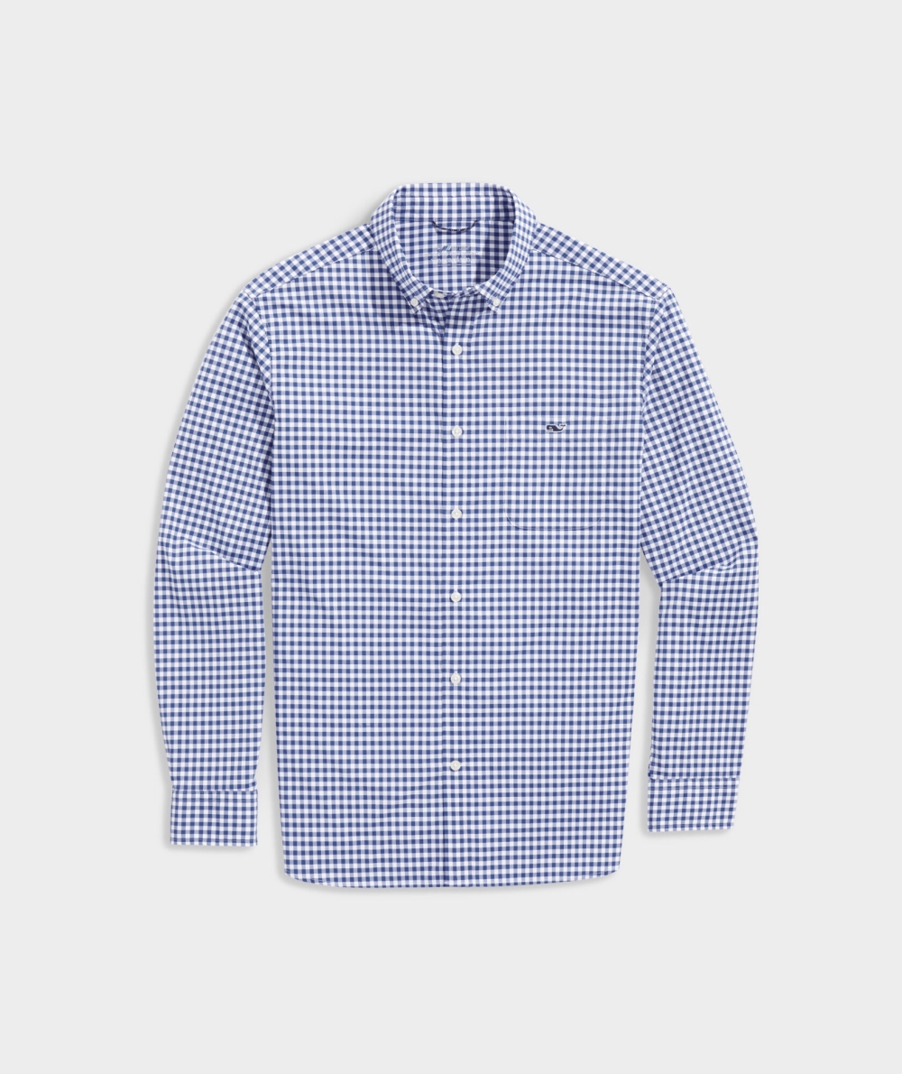 Camisas Vineyard Vines On-The-Go Nylon Gingham Shirt Hombre Azules | YBU-851762