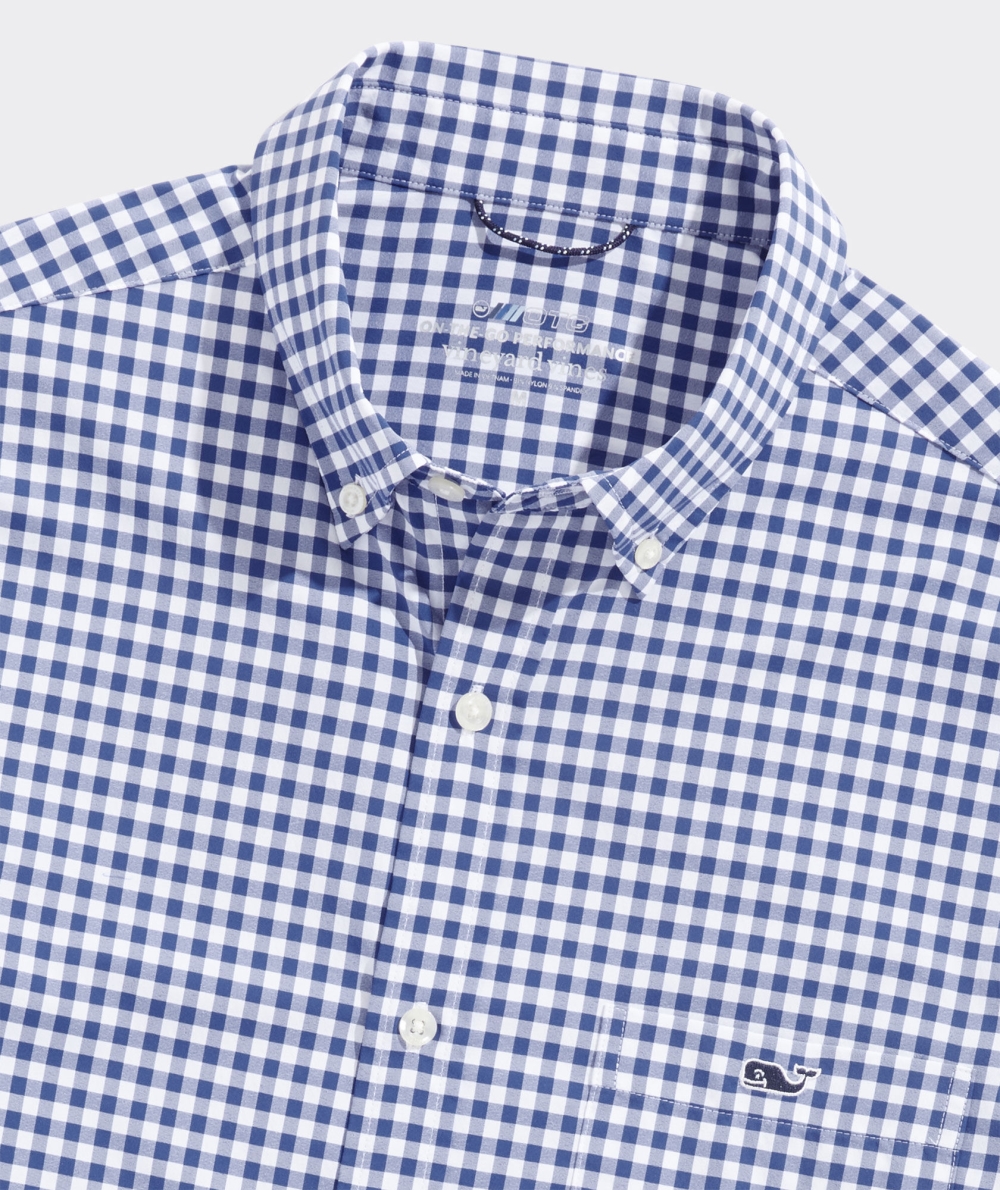 Camisas Vineyard Vines On-The-Go Nylon Gingham Shirt Hombre Azules | YBU-851762