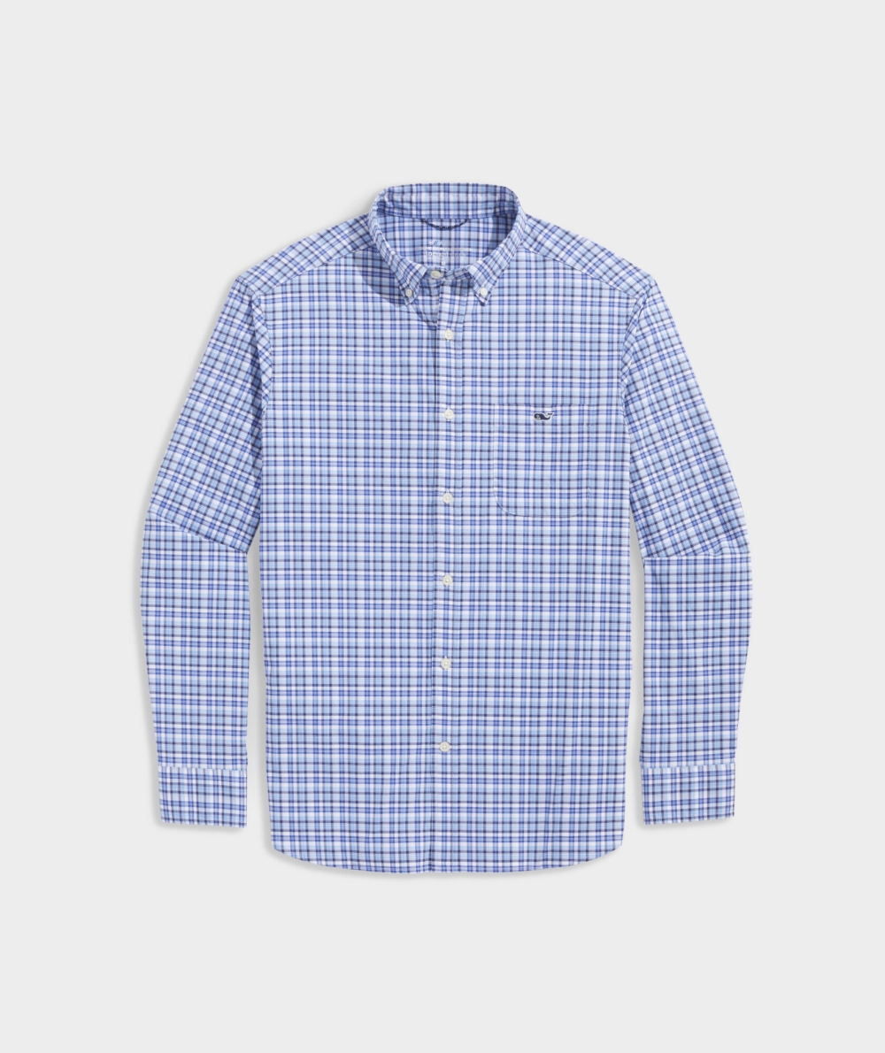 Camisas Vineyard Vines On-The-Go Nylon Plaid Shirt Hombre Azules | MQE-290486