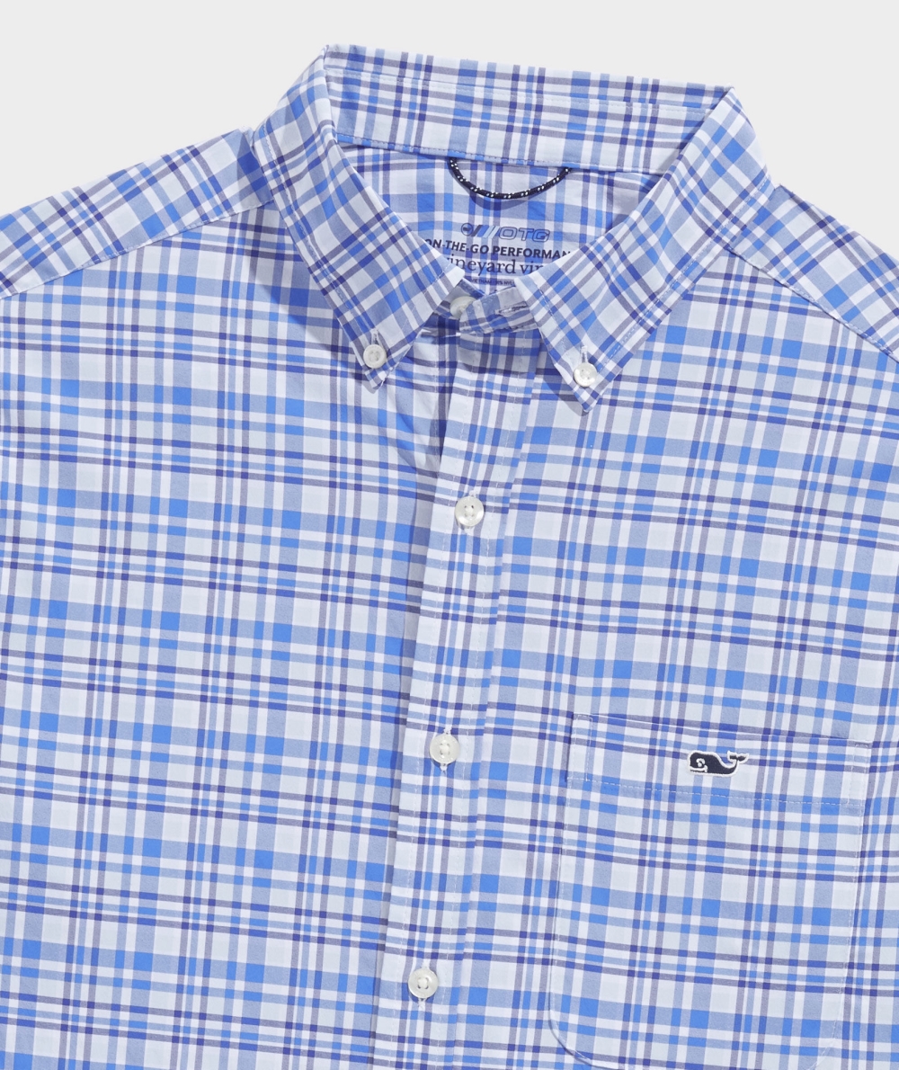 Camisas Vineyard Vines On-The-Go Nylon Plaid Shirt Hombre Ice Water | RIO-439128