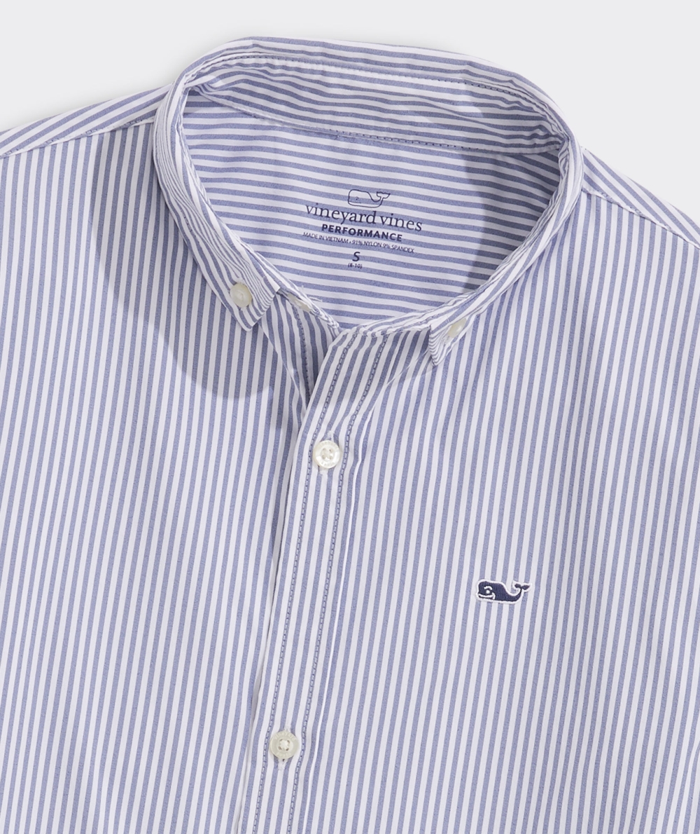 Camisas Vineyard Vines On-The-Go Stripe Shirt Niños Azules | VCT-026891