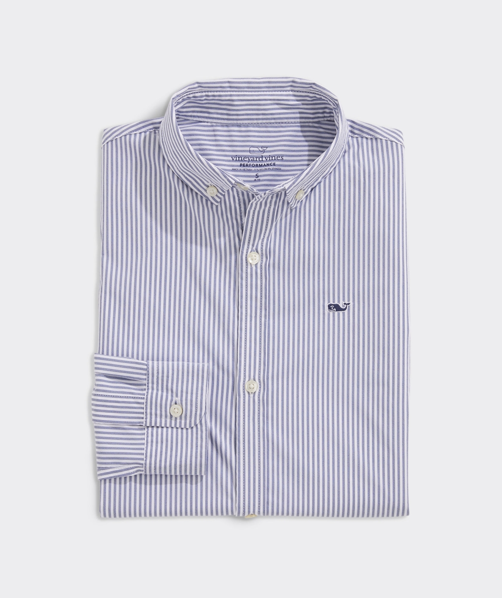 Camisas Vineyard Vines On-The-Go Stripe Shirt Niños Azules | VCT-026891