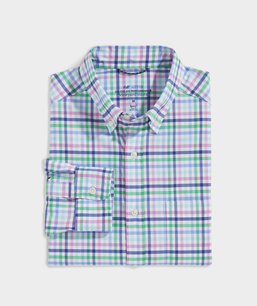 Camisas Vineyard Vines On-The-Go brrrº Check Shirt Hombre Azules | GSX-392104