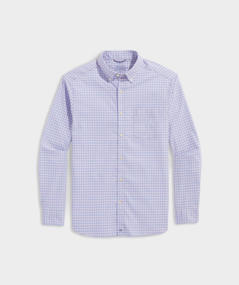 Camisas Vineyard Vines On-The-Go brrrº Gingham Shirt Hombre Rosas | JHN-590318