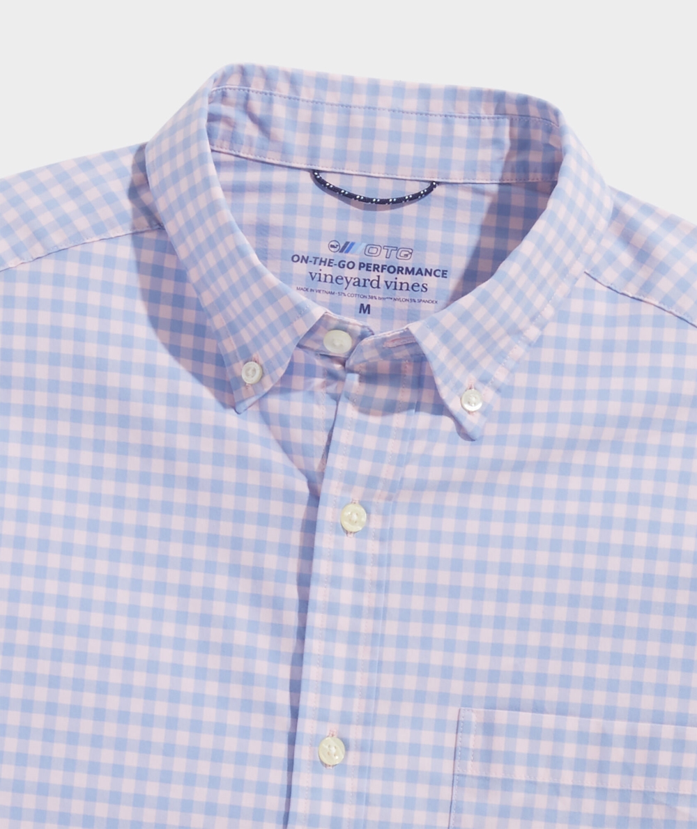 Camisas Vineyard Vines On-The-Go brrrº Gingham Shirt Hombre Rosas | JHN-590318