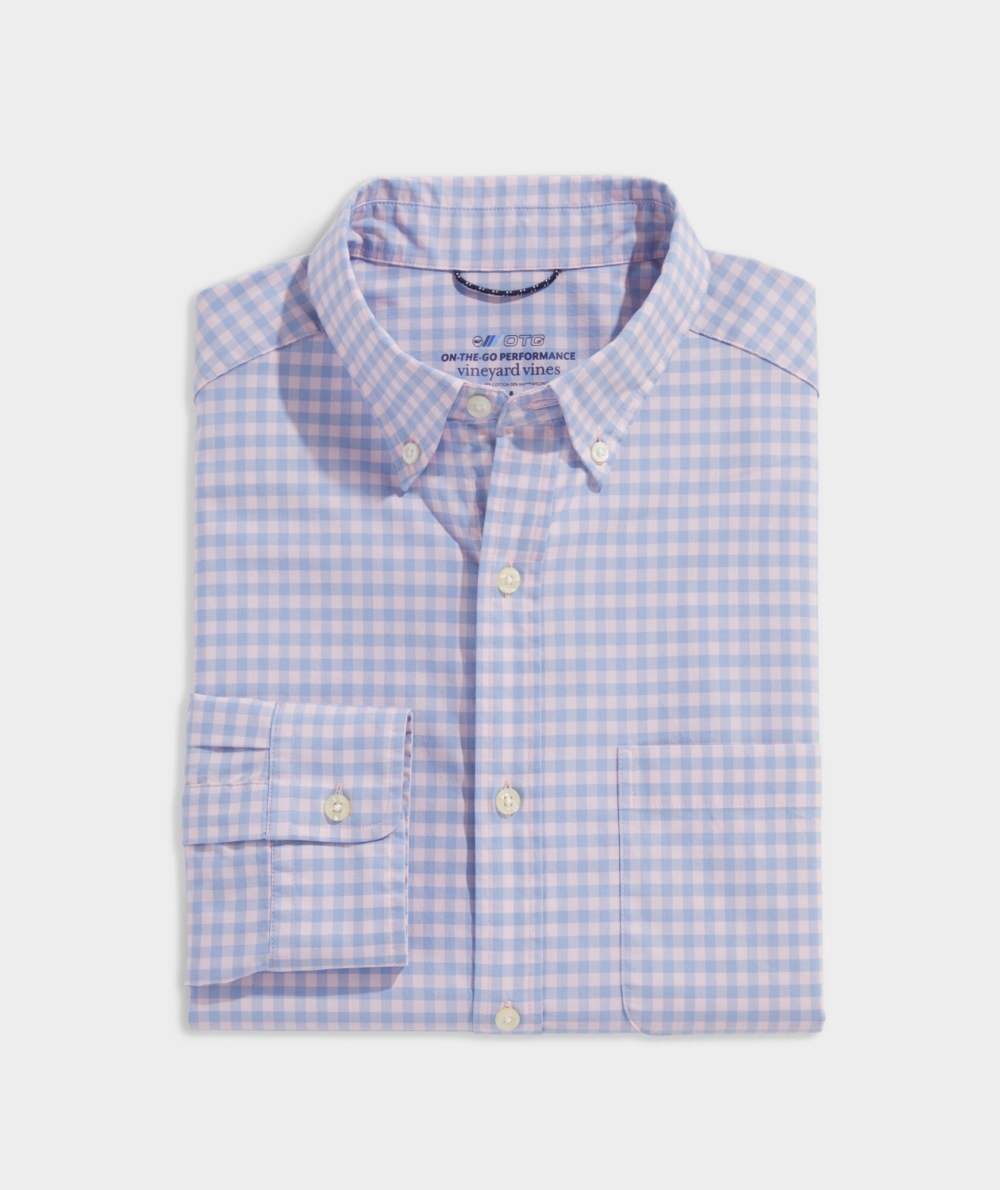 Camisas Vineyard Vines On-The-Go brrrº Gingham Shirt Hombre Rosas | JHN-590318