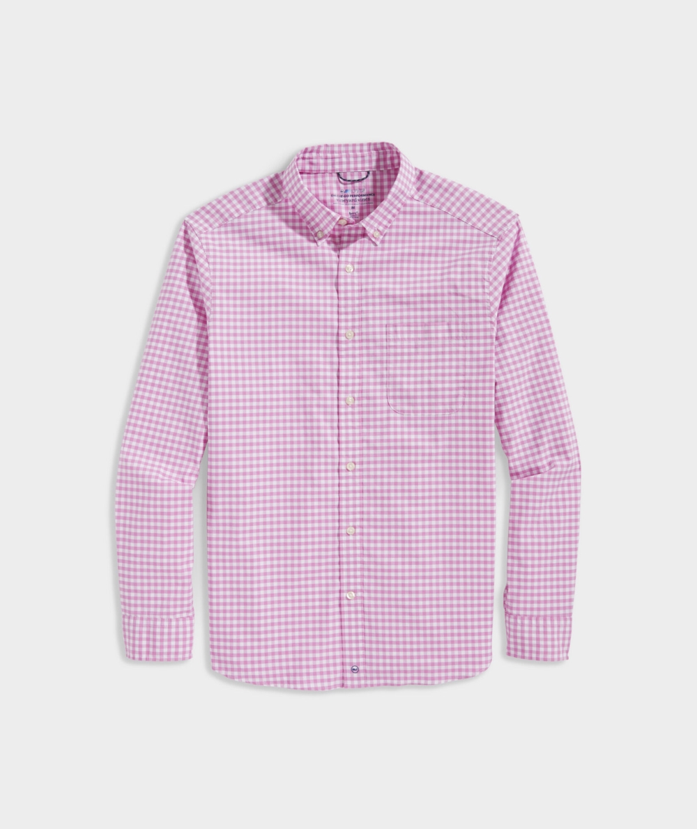 Camisas Vineyard Vines On-The-Go brrrº Gingham Shirt Hombre Rosas | ZOI-809562