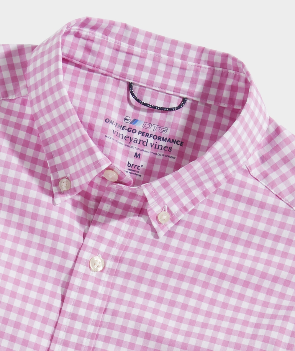 Camisas Vineyard Vines On-The-Go brrrº Gingham Shirt Hombre Rosas | ZOI-809562