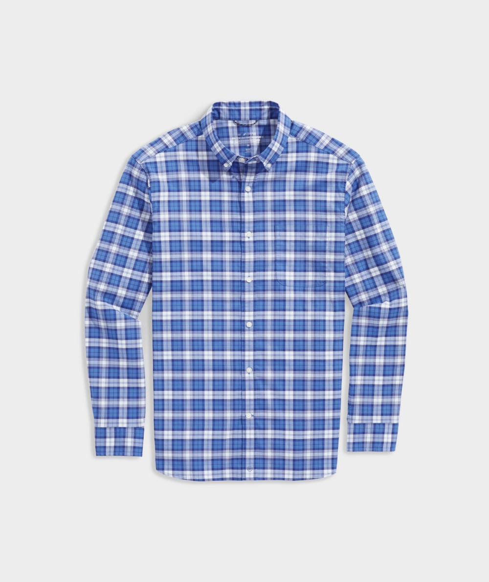 Camisas Vineyard Vines On-The-Go brrrº Plaid Shirt Hombre Azules | IOQ-031792