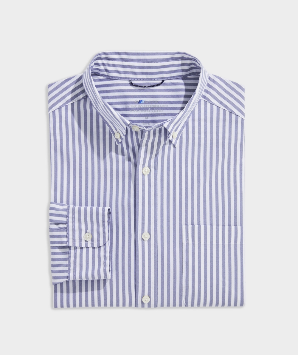 Camisas Vineyard Vines On-The-Go brrrº Stripe Shirt Hombre Ocean Splash | LIM-974082