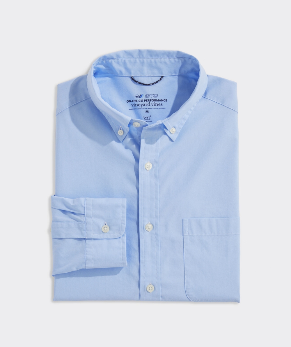 Camisas Vineyard Vines On-The-Go brrrº Solid Shirt Hombre Turquesa | VYU-067958